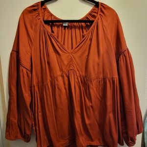 Rust color empire waist blouse